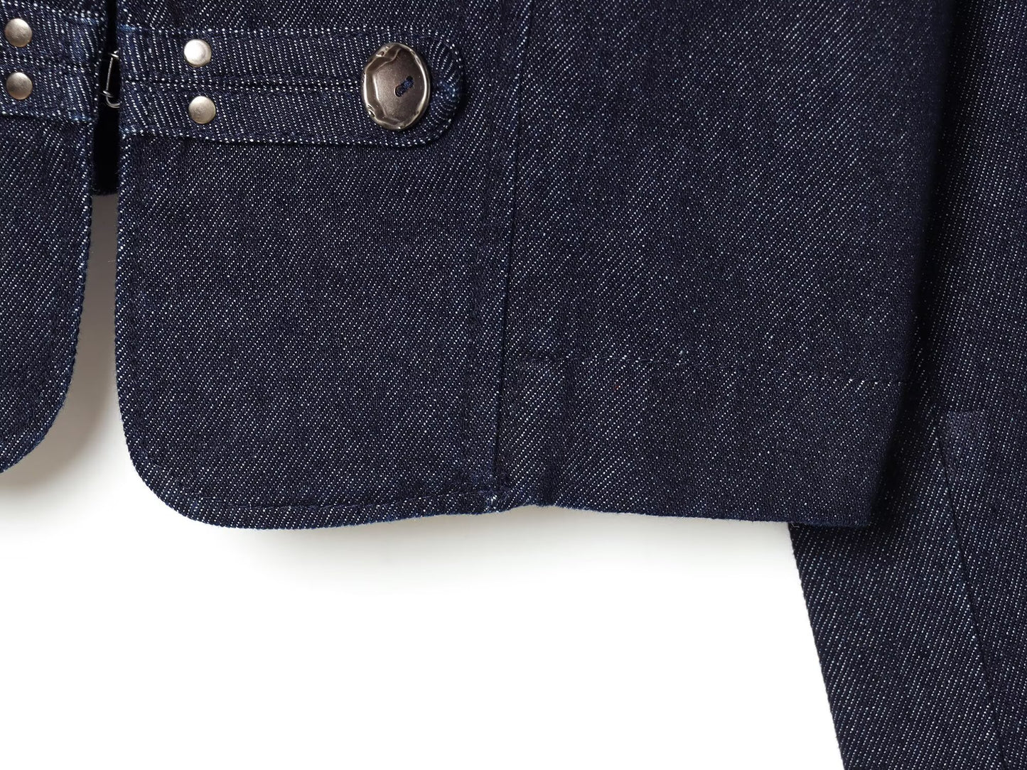 Women's buckle decoration short denim jacket