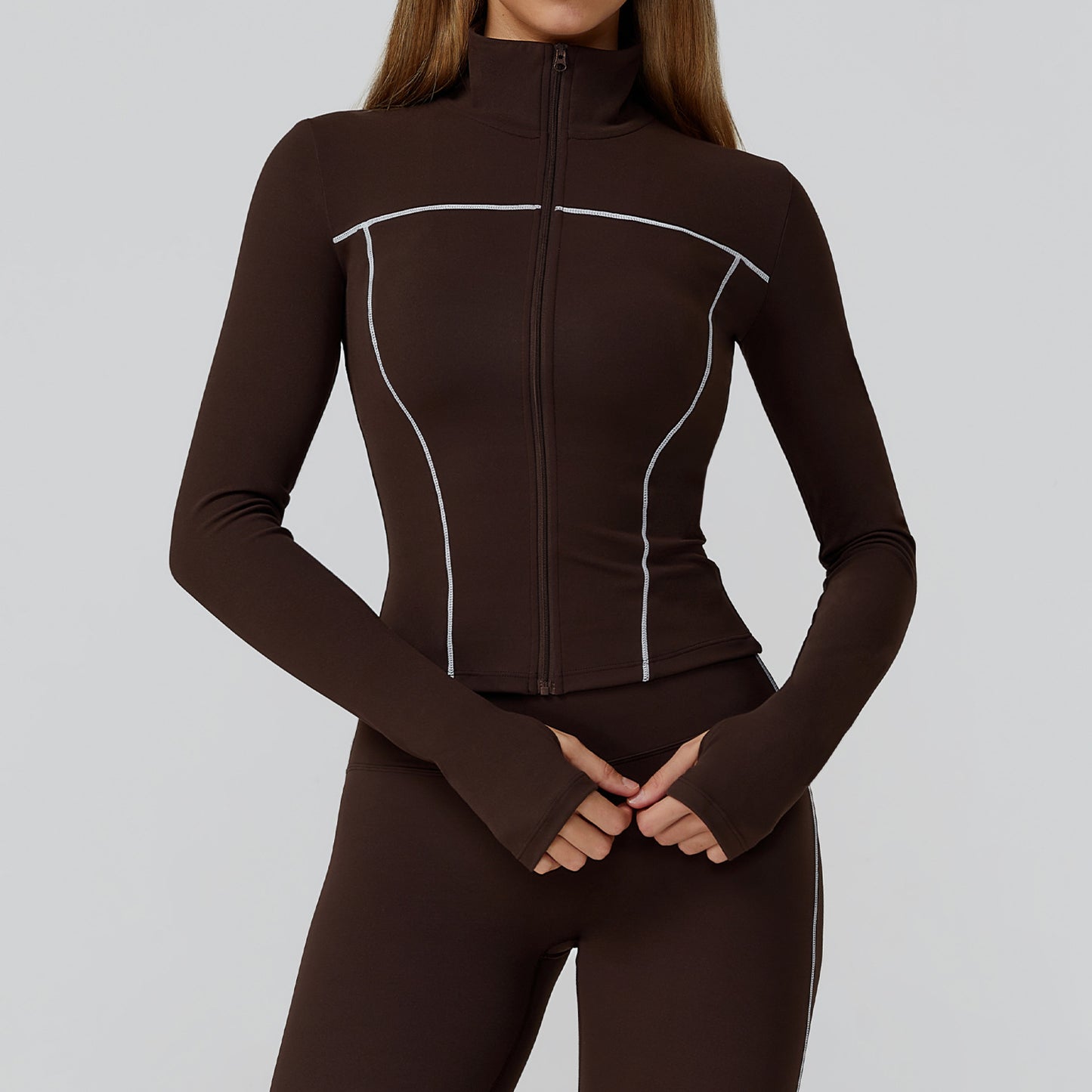 LU 2026 women's new contrast sanding zipper windproof yoga jacket