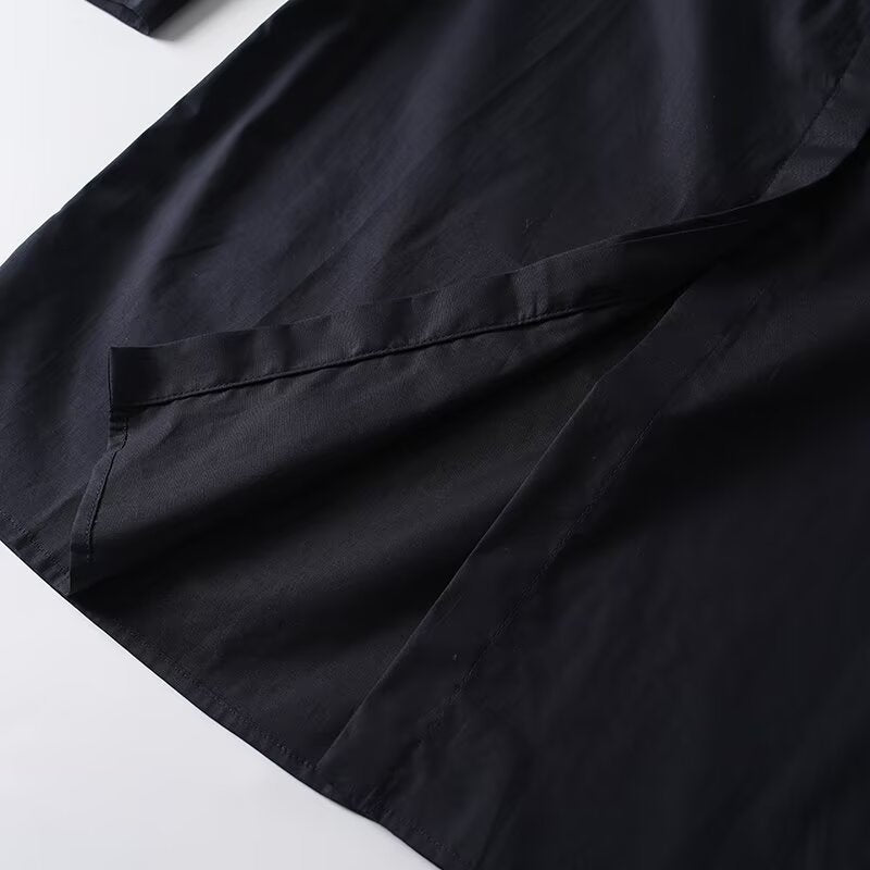 Women's waist-tied belted shirt-style midi dress