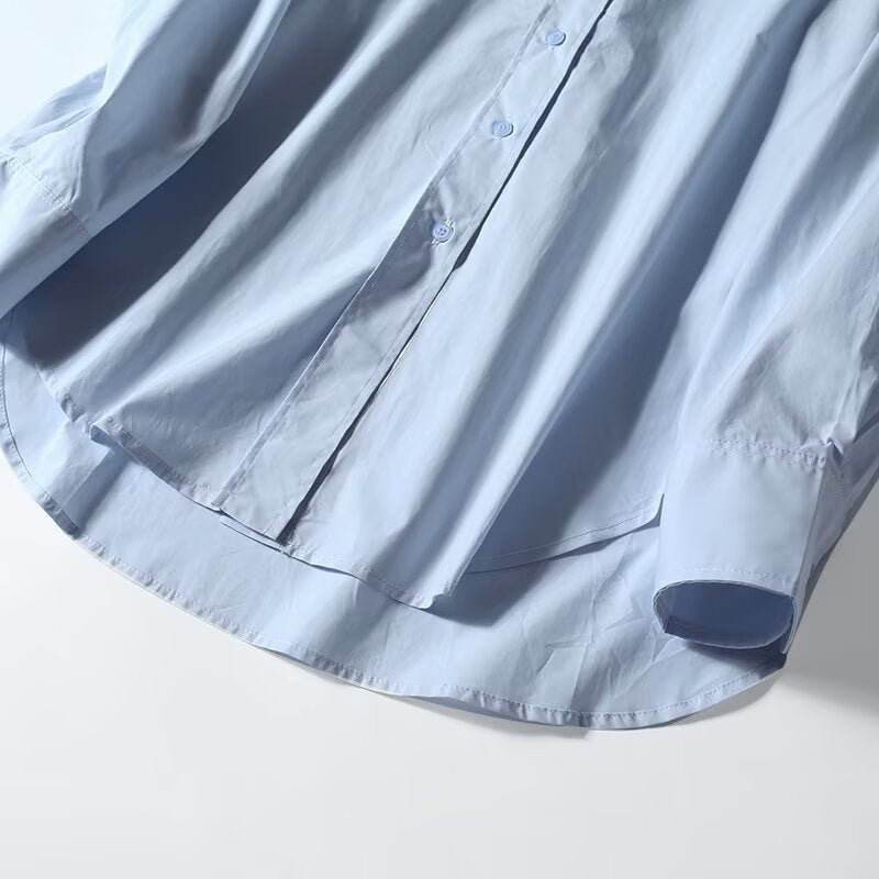 Women's new fashion loose basic style long sleeved cotton shirt