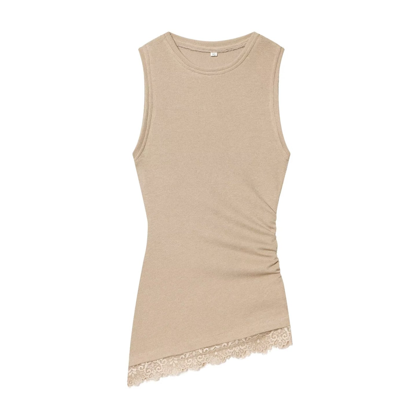 Women's pleated lace asymmetrical top