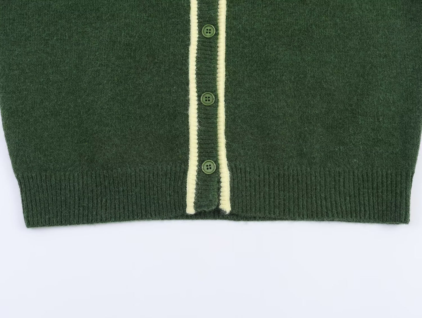 Women's contrasting color trimmed O Neck knitted Coat
