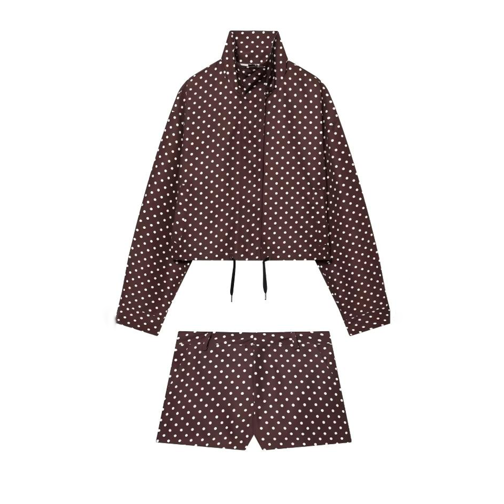 suit Women's 2 pieces polka dot Bubble gauze Coat + Shorts