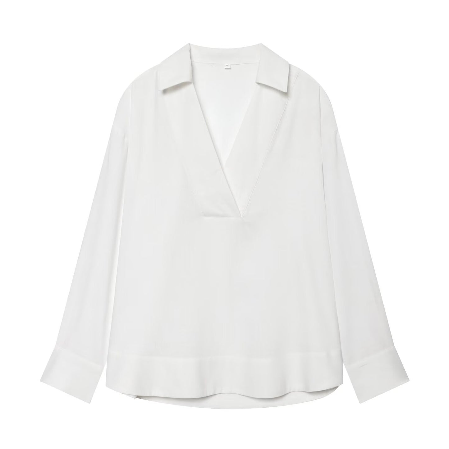 Women's loose Lapel linen blend shirt