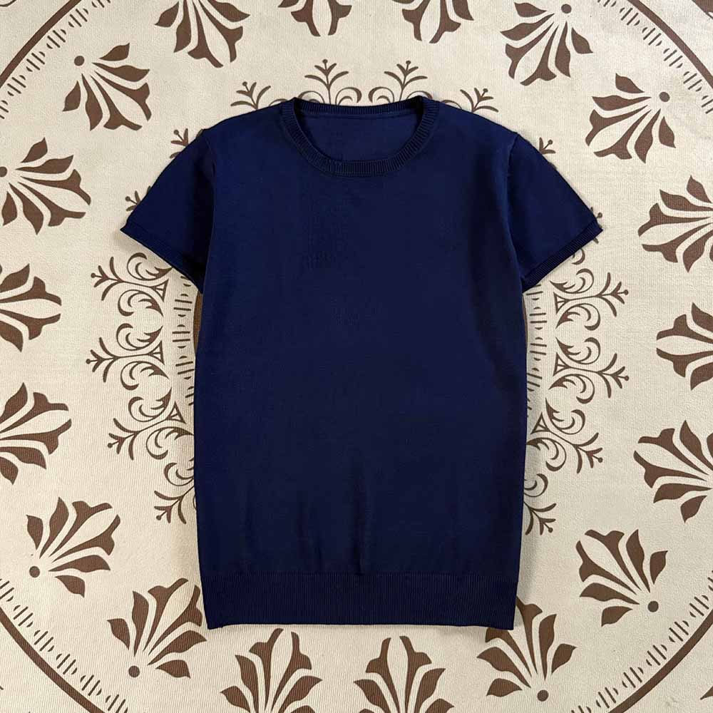 2026 women's new casual Joker O-neck knitted short-sleeved T-shirt