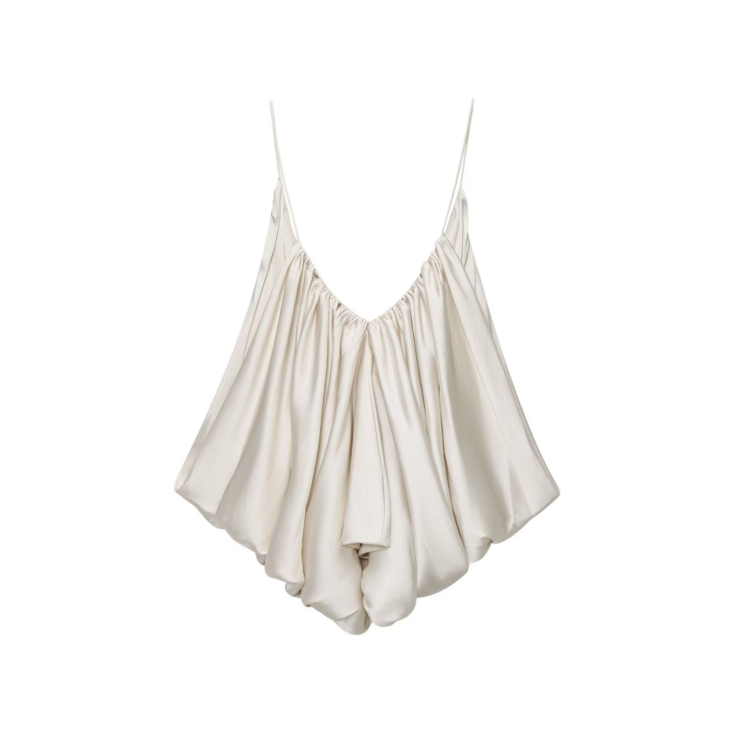 Women's satin textured pleated suspender top