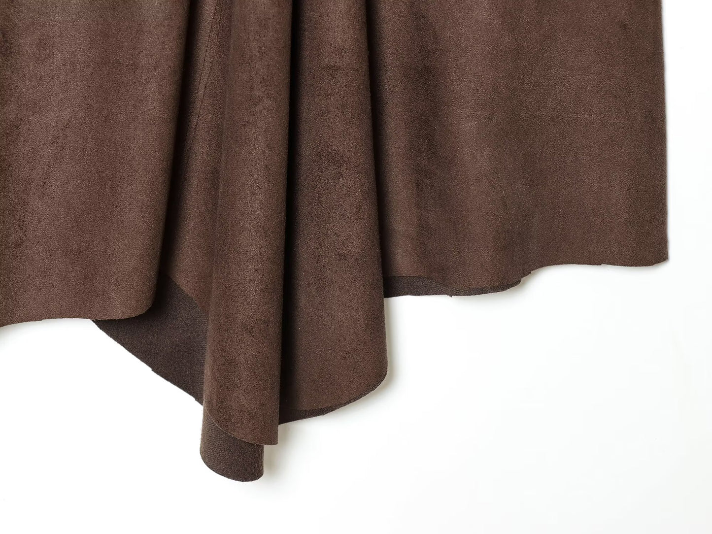 Women's asymmetrical suede effect MIDI skirt