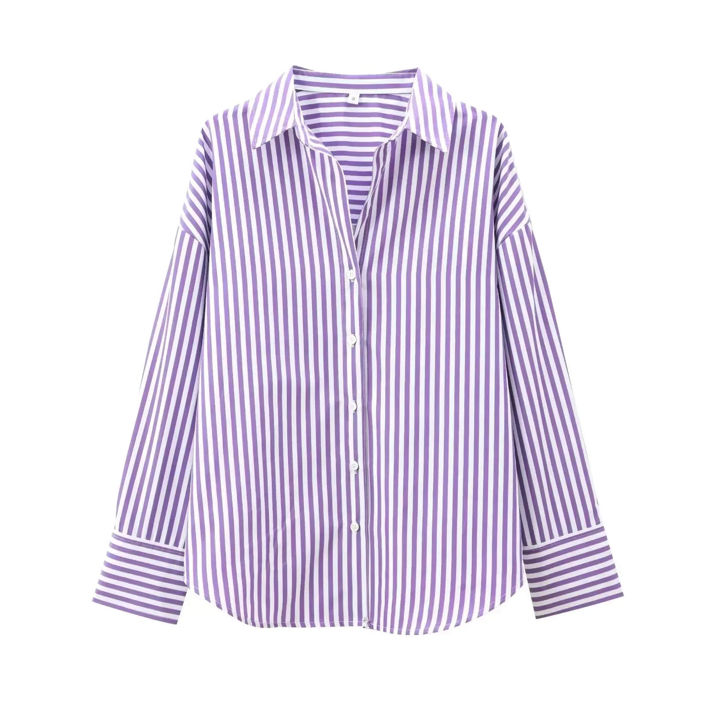 Women's 2024 New Fashion Loose Basic Style Casual Poplin Shirt Retro Long Sleeve Button up Women's Shirt Unique Top