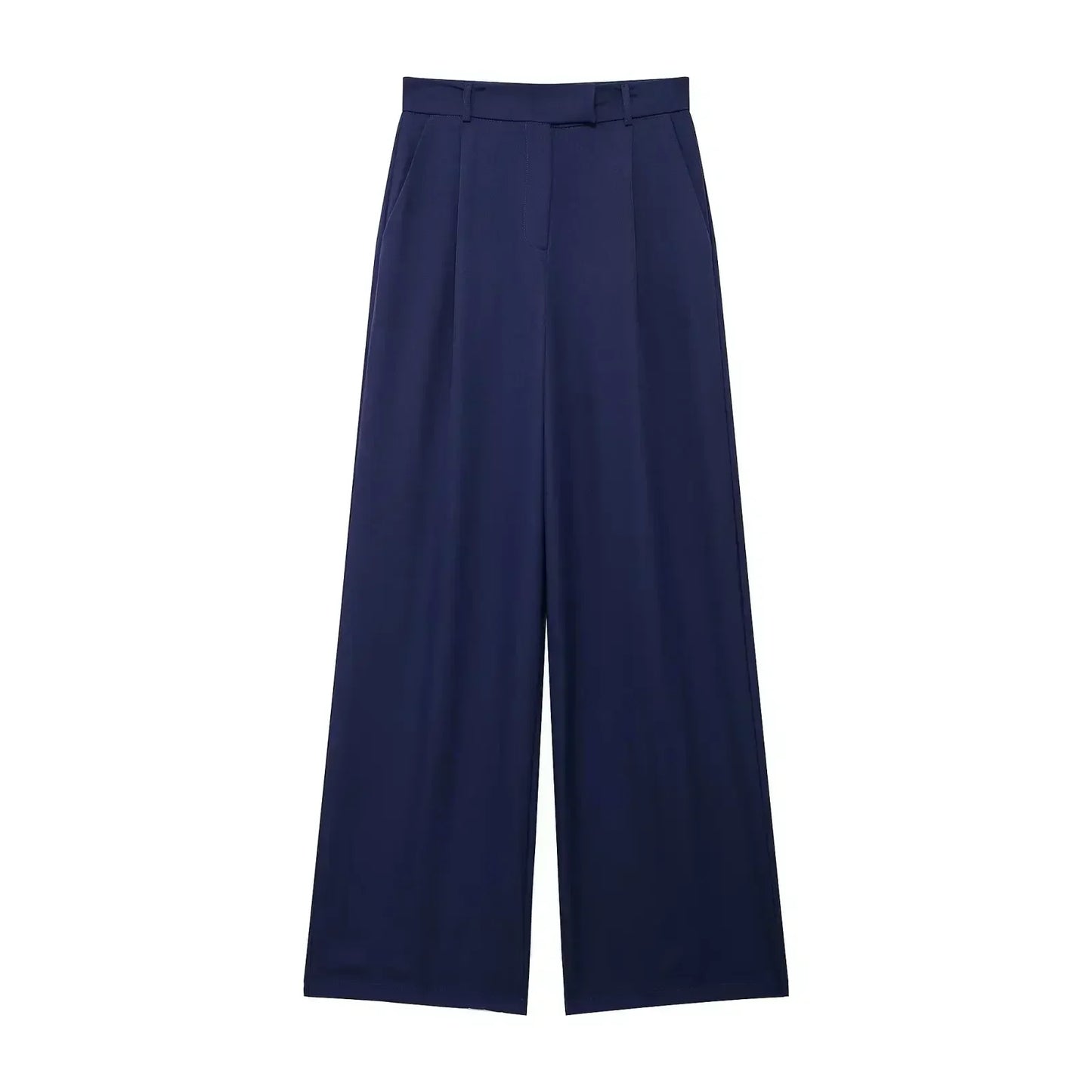 Women's 2024 New Fashion Multicolor Loose Side Pocket Casual Pleated Wide Leg Pants Retro High Waist Zipper Women's Pants
