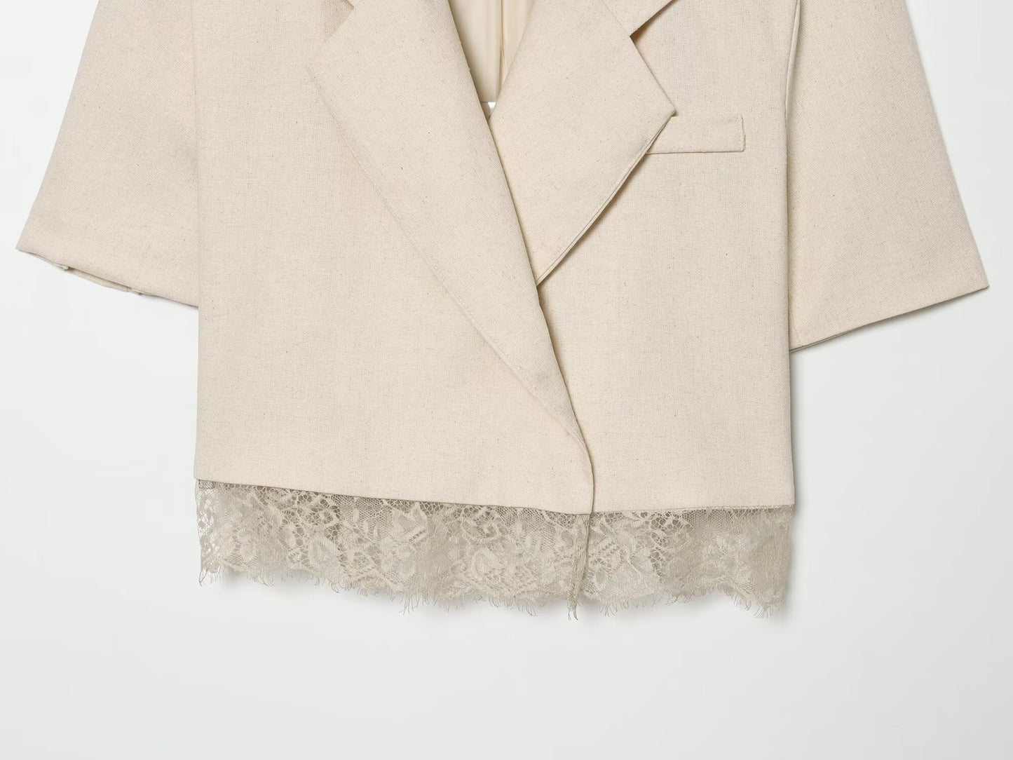 suit Women's 2 pieces lace hem short Blazer Coat+shorts