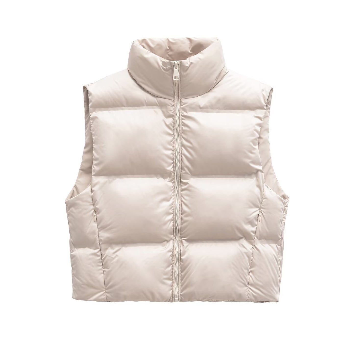 Women's short standing collar sleeveless cotton vest