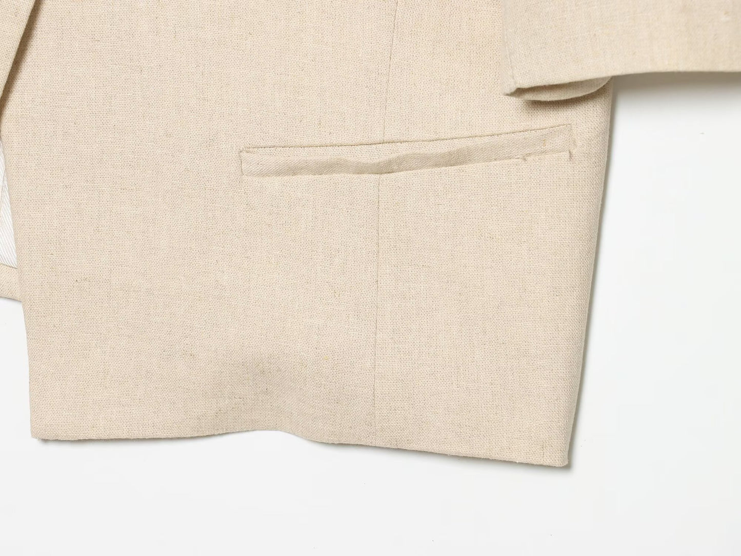 Women's short sleeved linen blend Blazer Coat