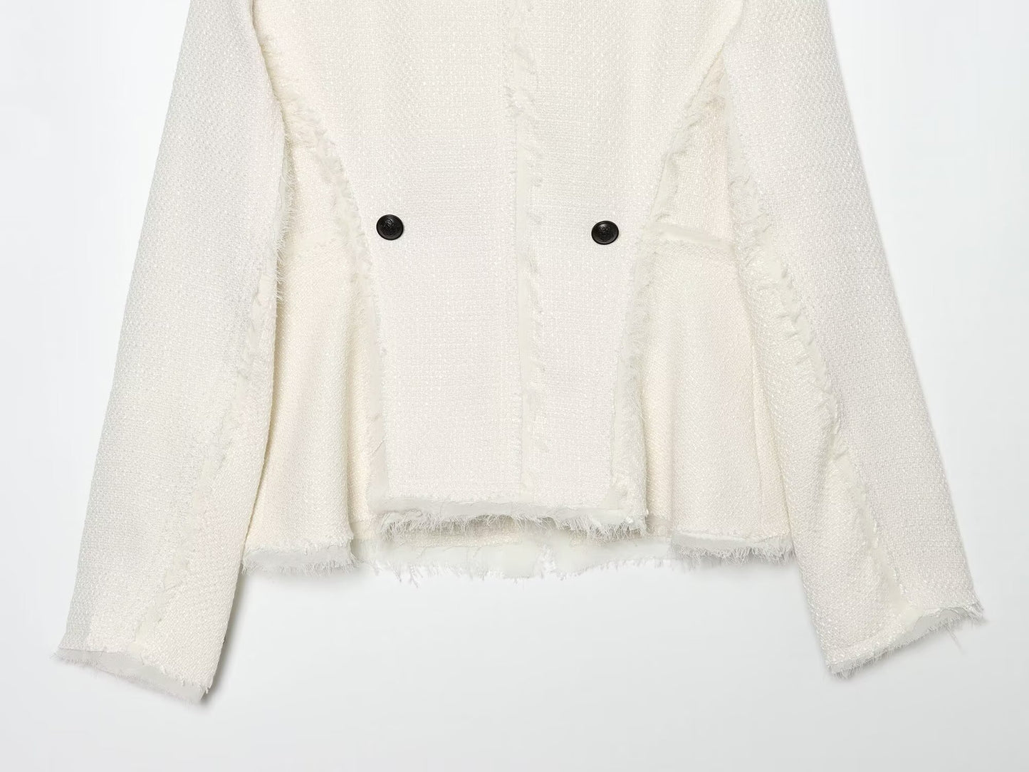 Women's Hairy edge decorative stand collar Blazer Coat