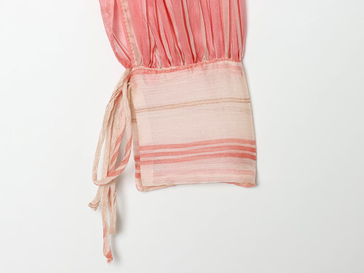 Women's micro transparent striped patchwork lace up shirt