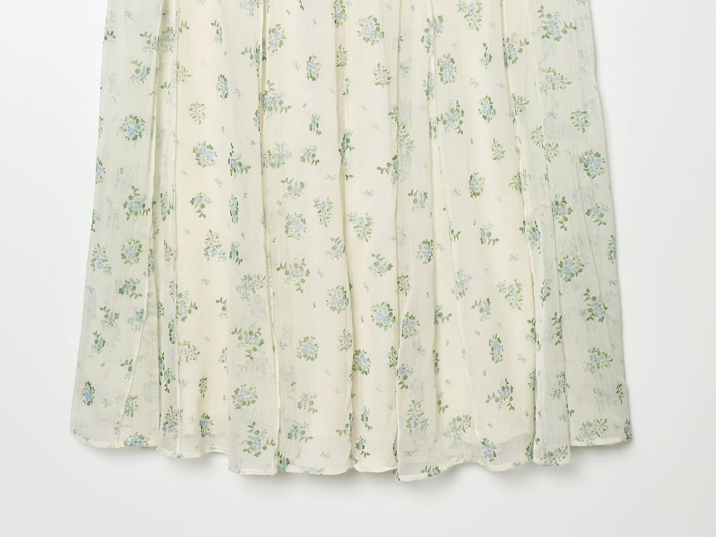 suit Women's 2 pieces chiffon floral A-line MIDI skirt+floral top