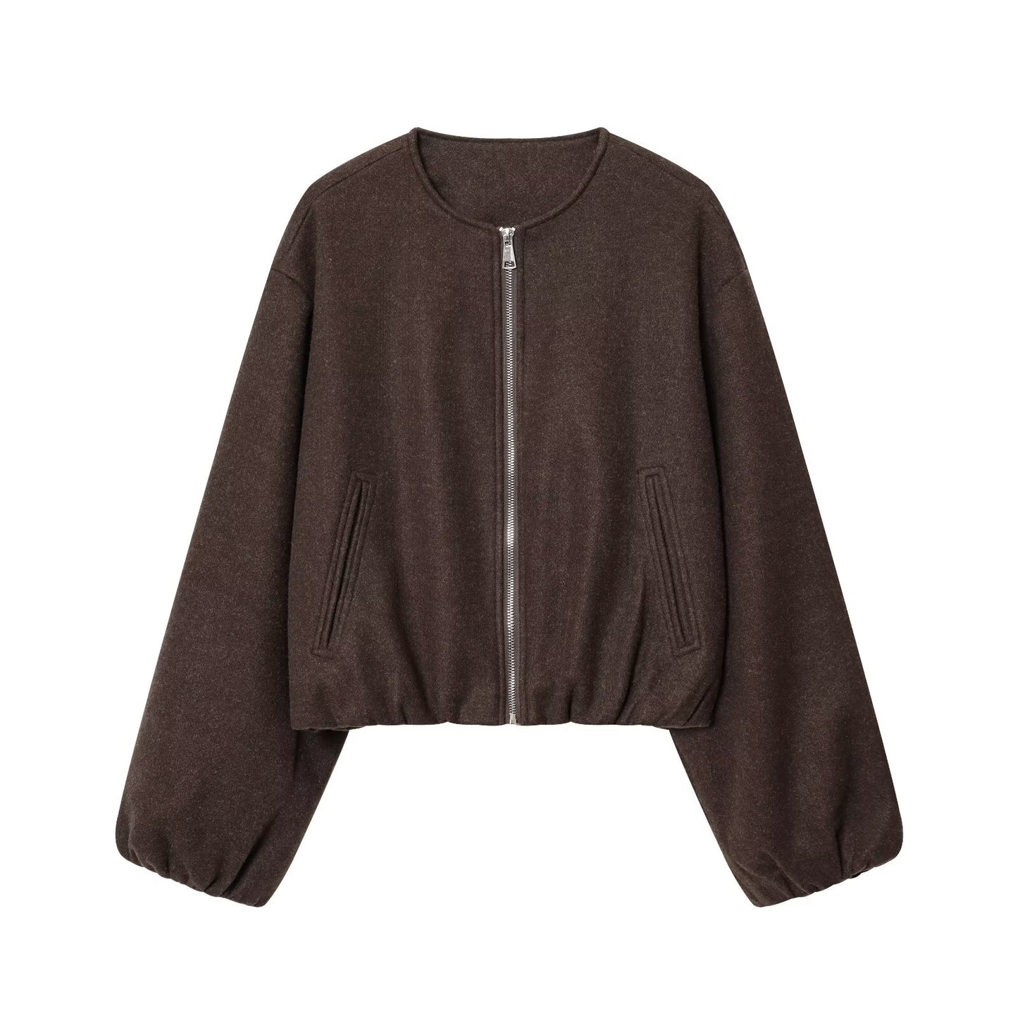 Women's soft textured O Neck pilot jacket Coat