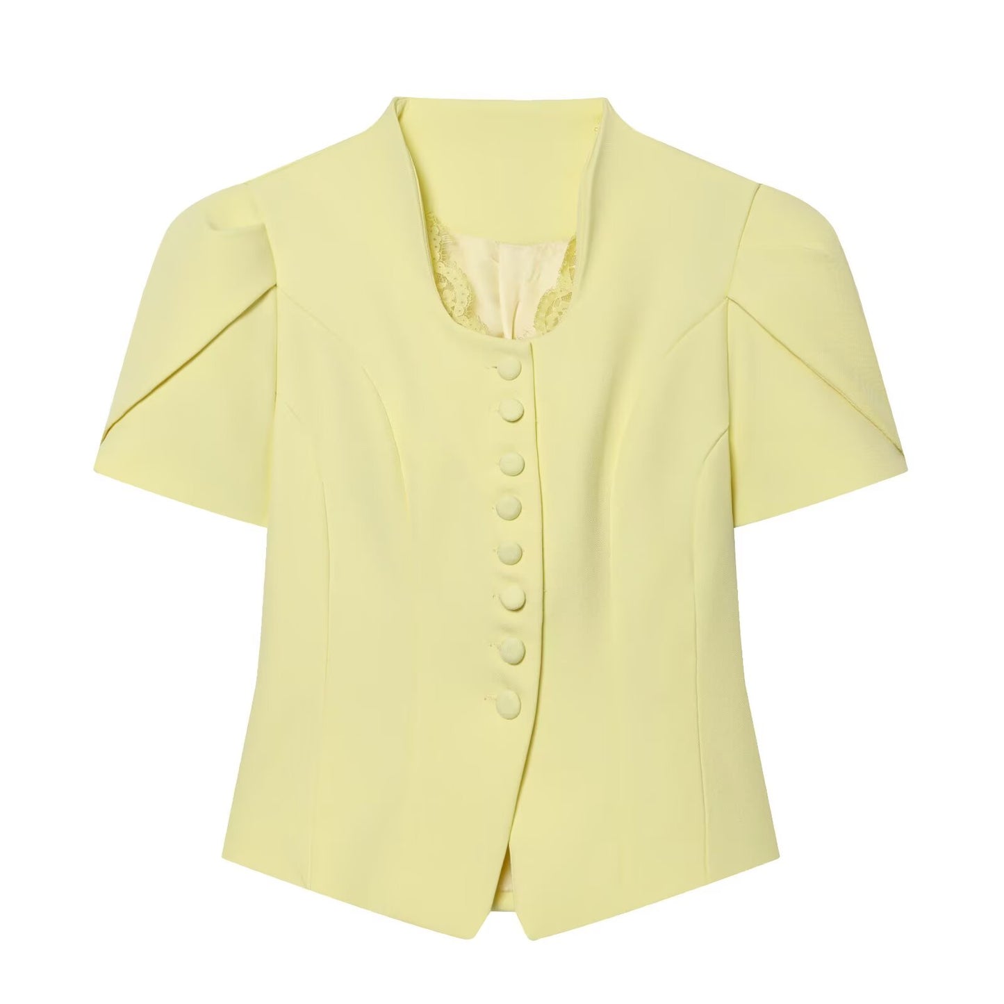 Women's new lace patchwork short sleeved Blazer top