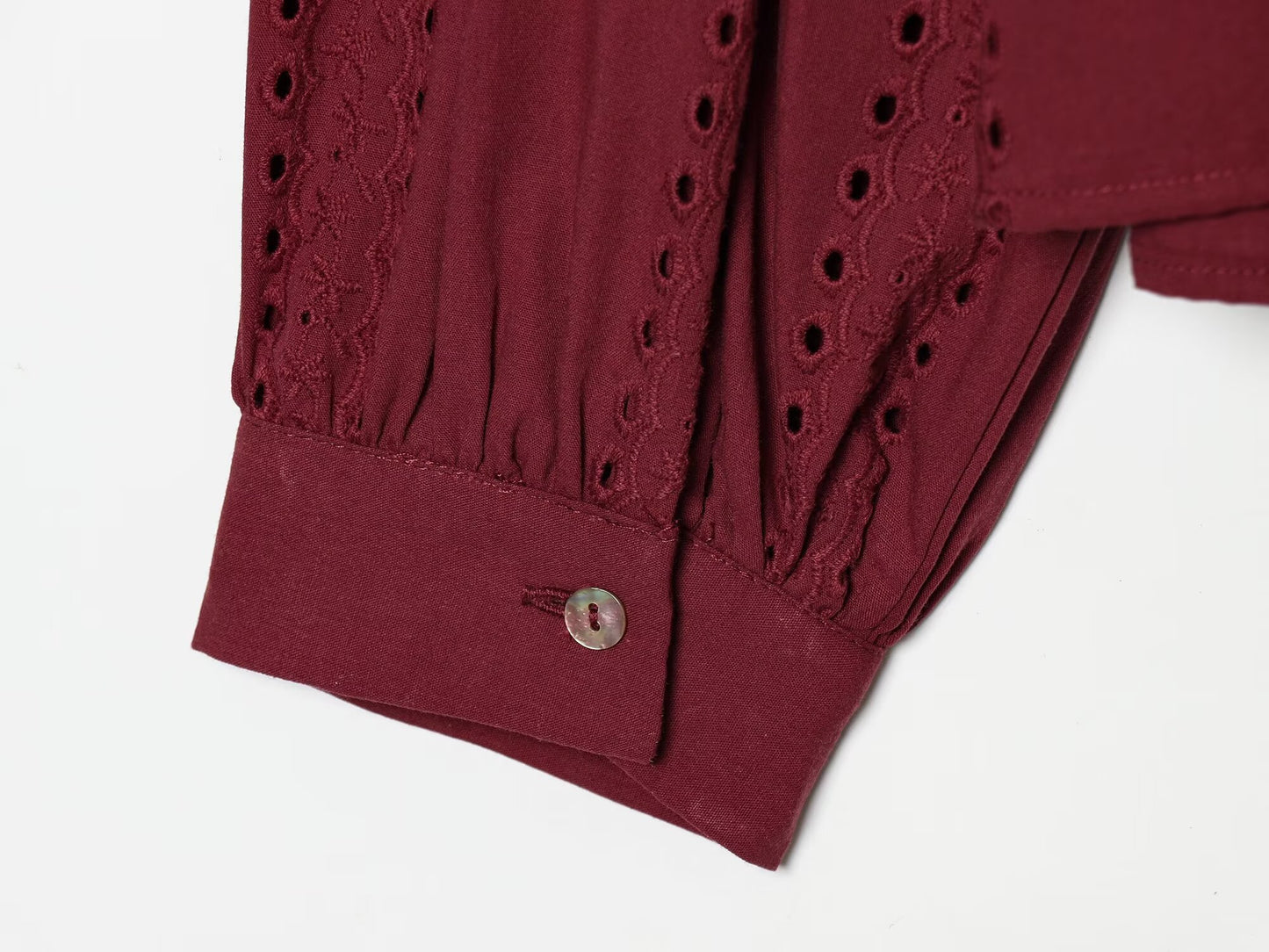 Women's casual hollowed out embroidered shirt
