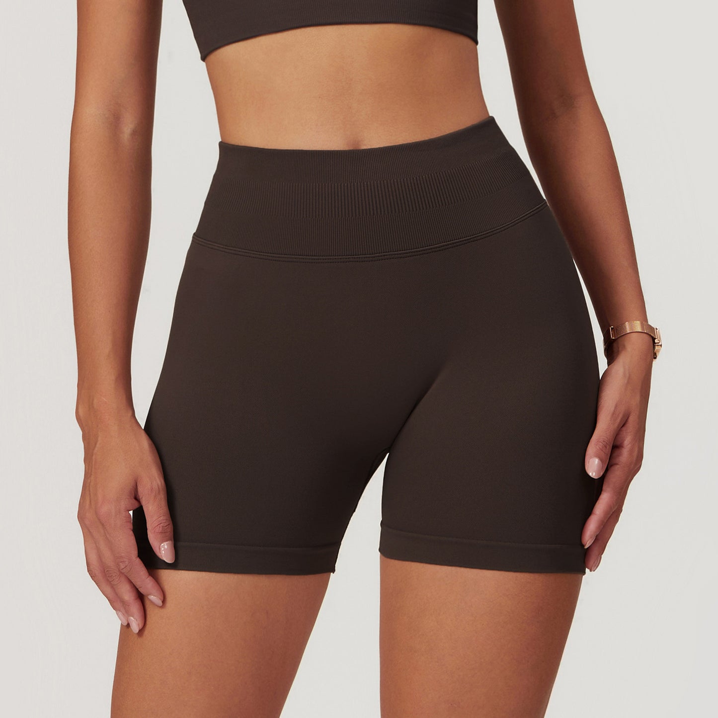 Women's New Fashion Seamless Yoga Breathable Sports Vest Seamless High Waist Yoga Shorts
