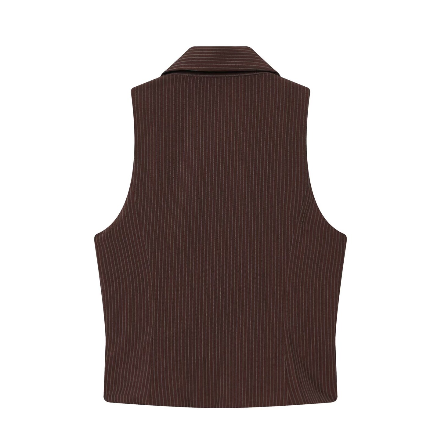 suit Women's 2 pieces sleeveless lapel striped zipper vest+Pants