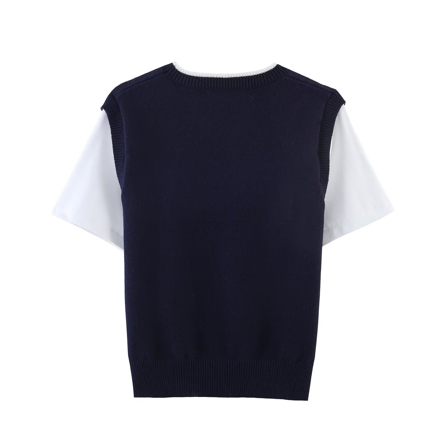 Women's three-dimensional embroidery spliced knitted shirt