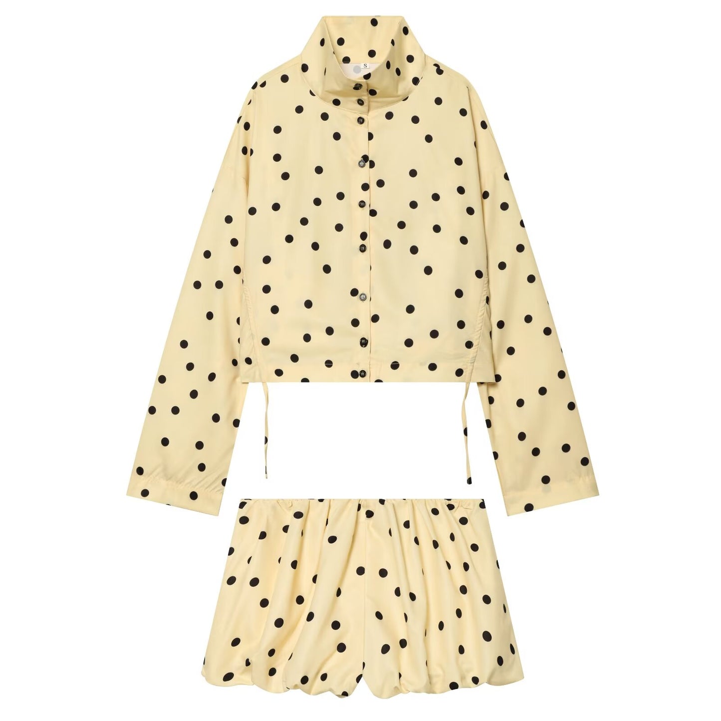 suit Women's 2 pieces pleated polka dot Coat+shorts