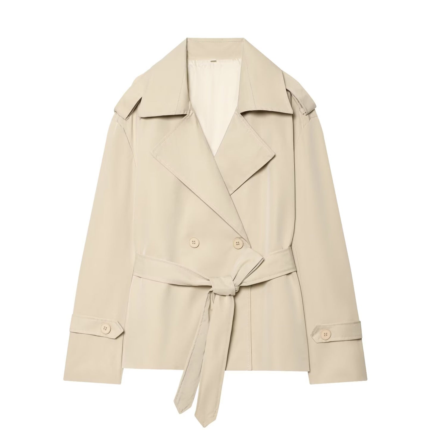 Women's with Belt short double breasted windbreaker Coat