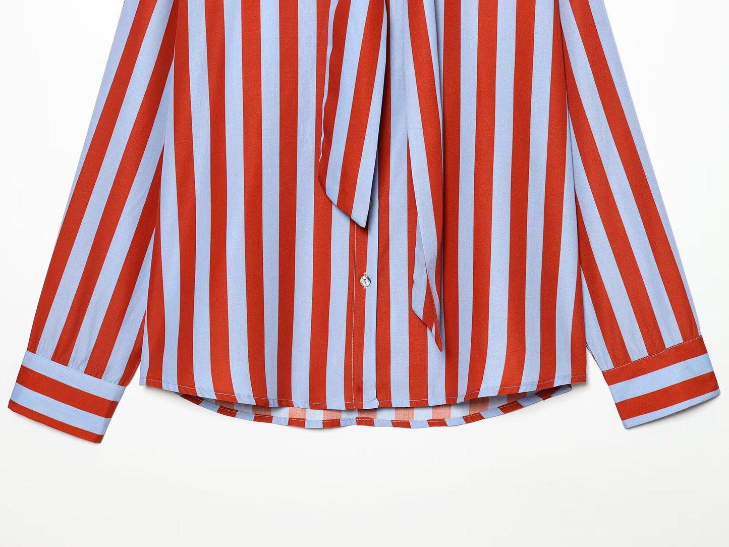 Women's bow decoration striped shirt