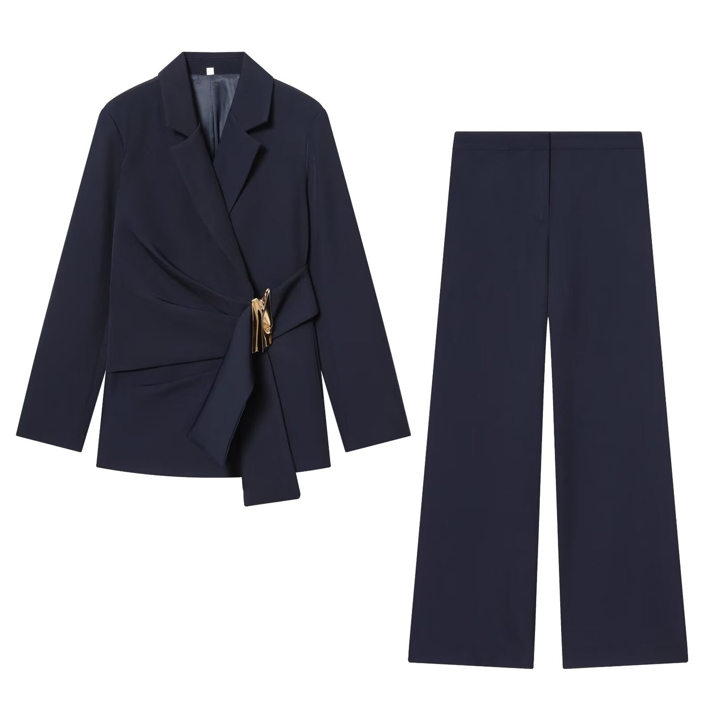 suit Women's 2 pieces Metal buckle decoration Blazer Coat +Pants