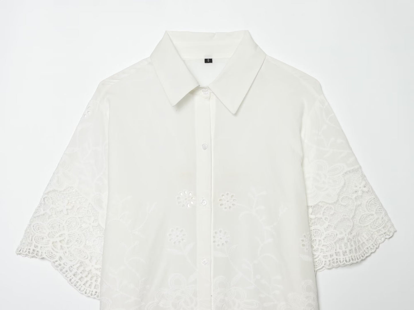 Women's casual hollowed out embroidered shirt