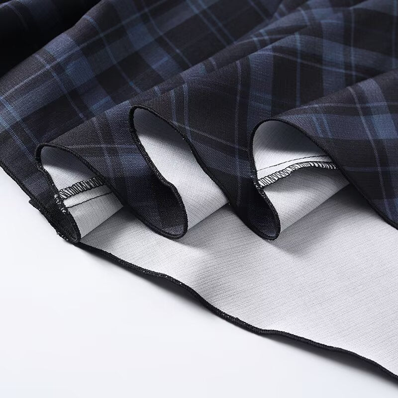 Women's retro plaid patchwork MIDI skirt