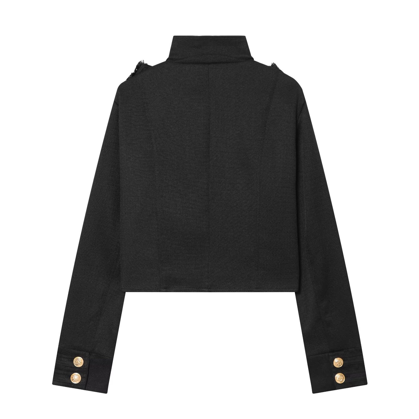 Women's standing collar double breasted short jacket