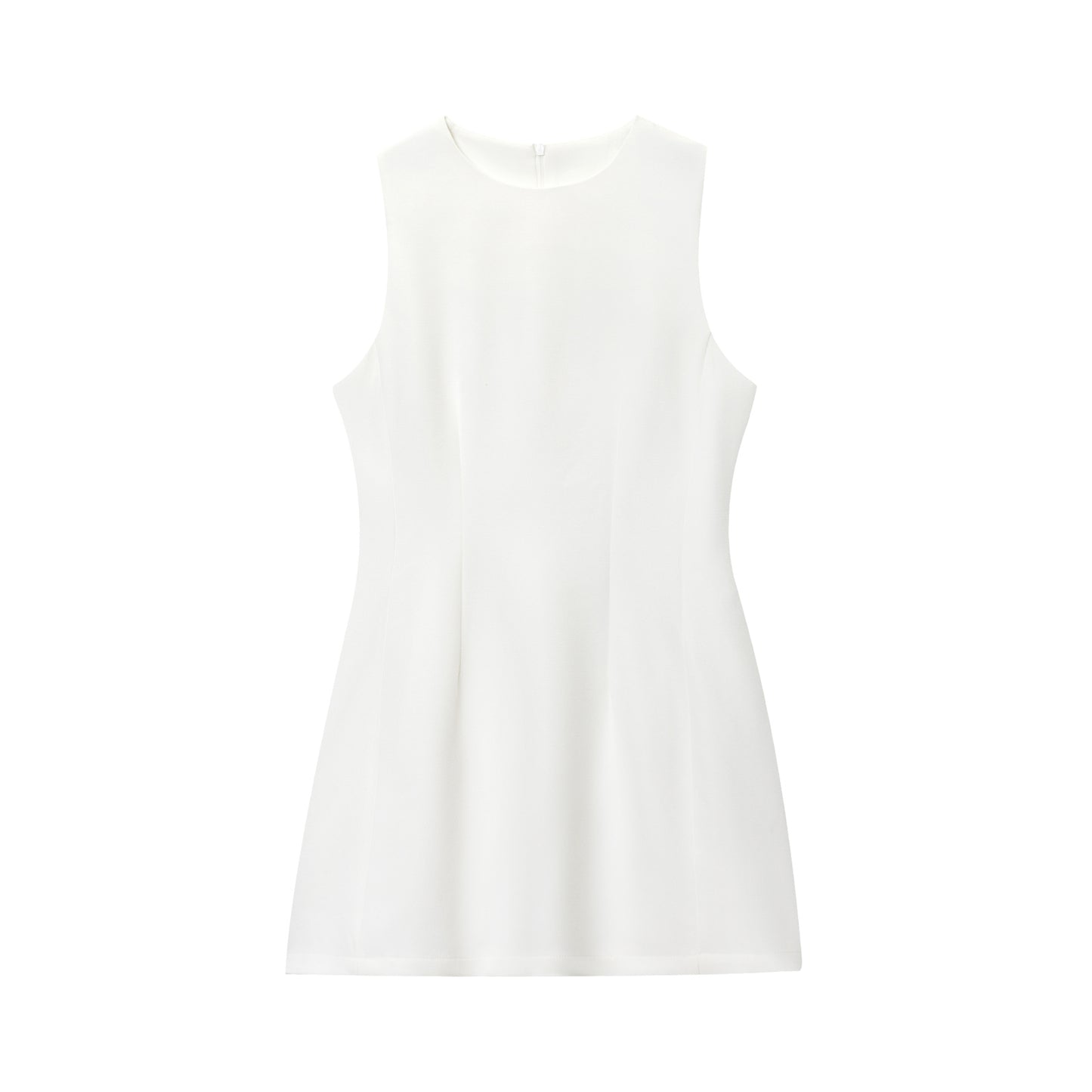 Women's O Neck fluffy sleeveless mini dress