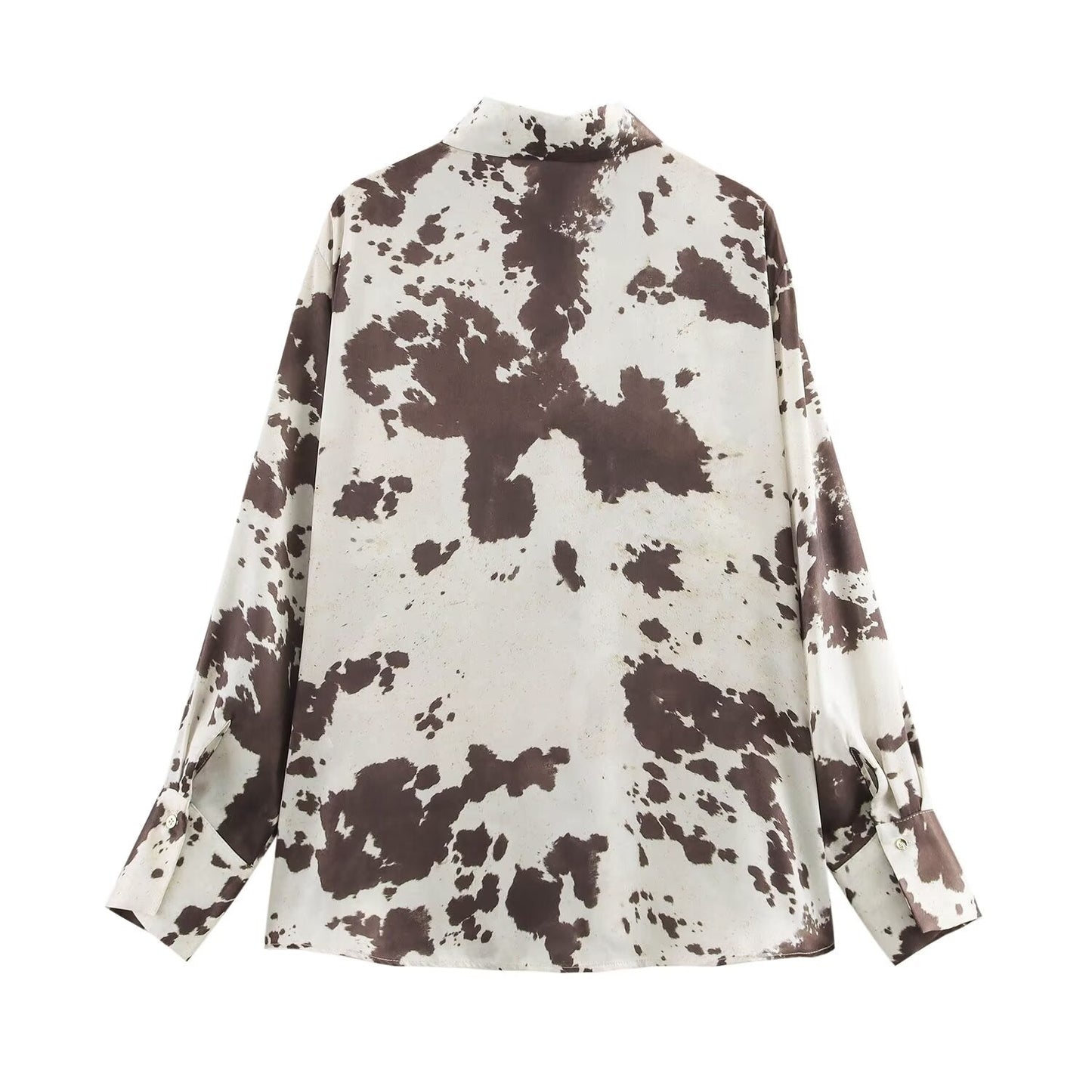 Women's new fashion loose animal print shirt casual single breasted lapel shirt retro long sleeved women's shirt chic top+skirt women's suit
