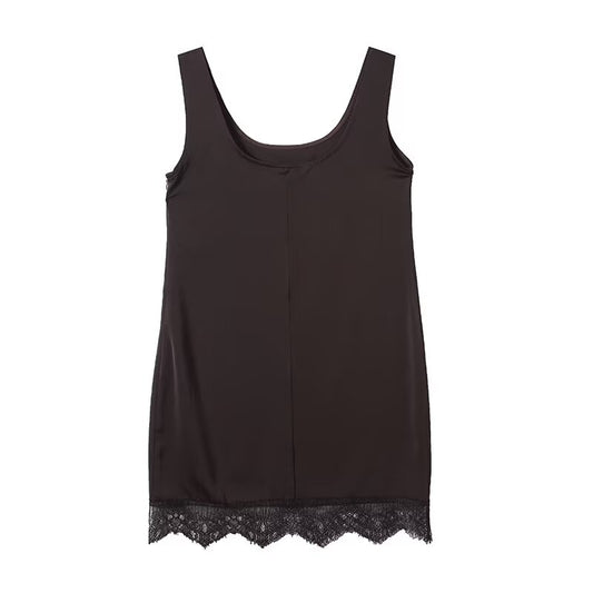 Women's lace hem sleeveless backless dress