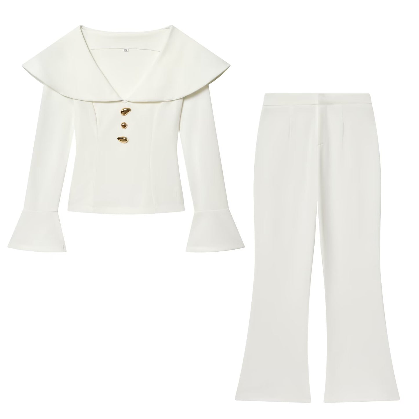 suit Women's 2 pieces short V-neck slim top+Pants
