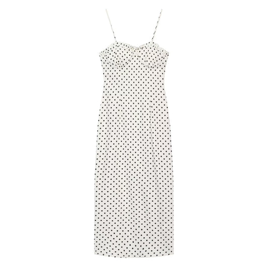Women's tight corset style polka dot MIDI dress