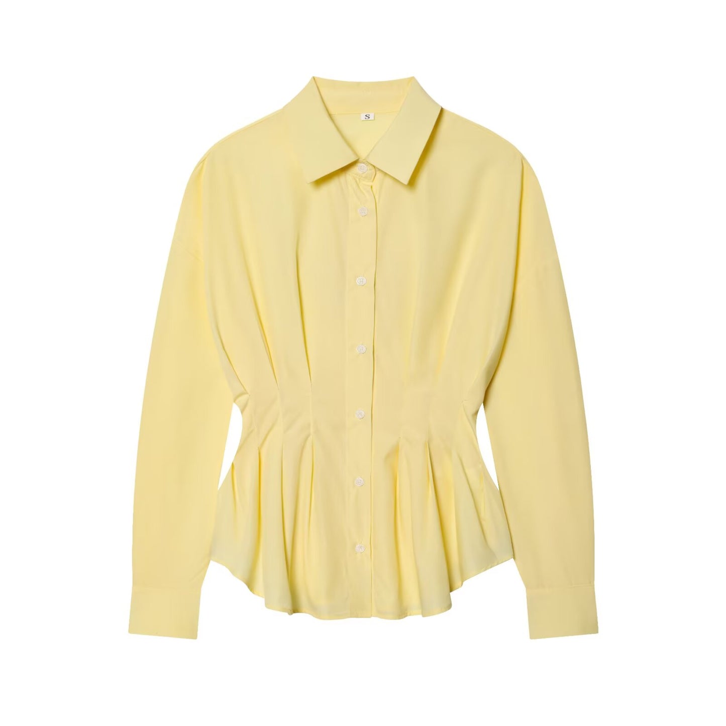 Women's pleated design slim lapel shirt