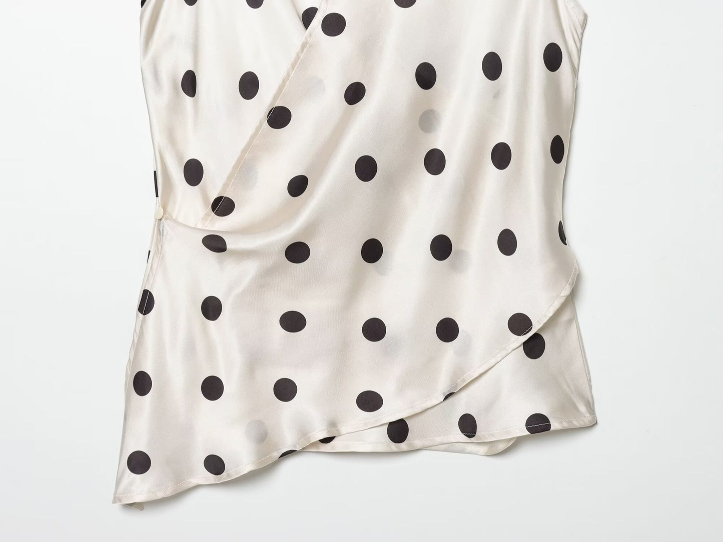 Women's Satin textured polka dot hanging neck top