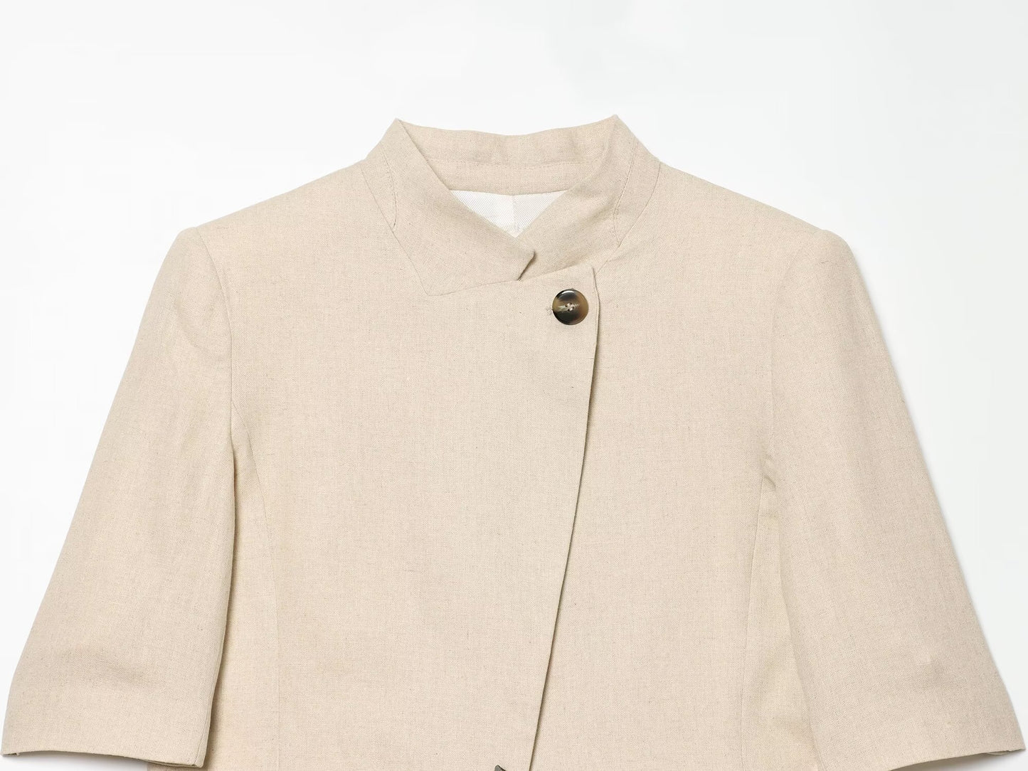 Women's short sleeved linen blend Blazer Coat