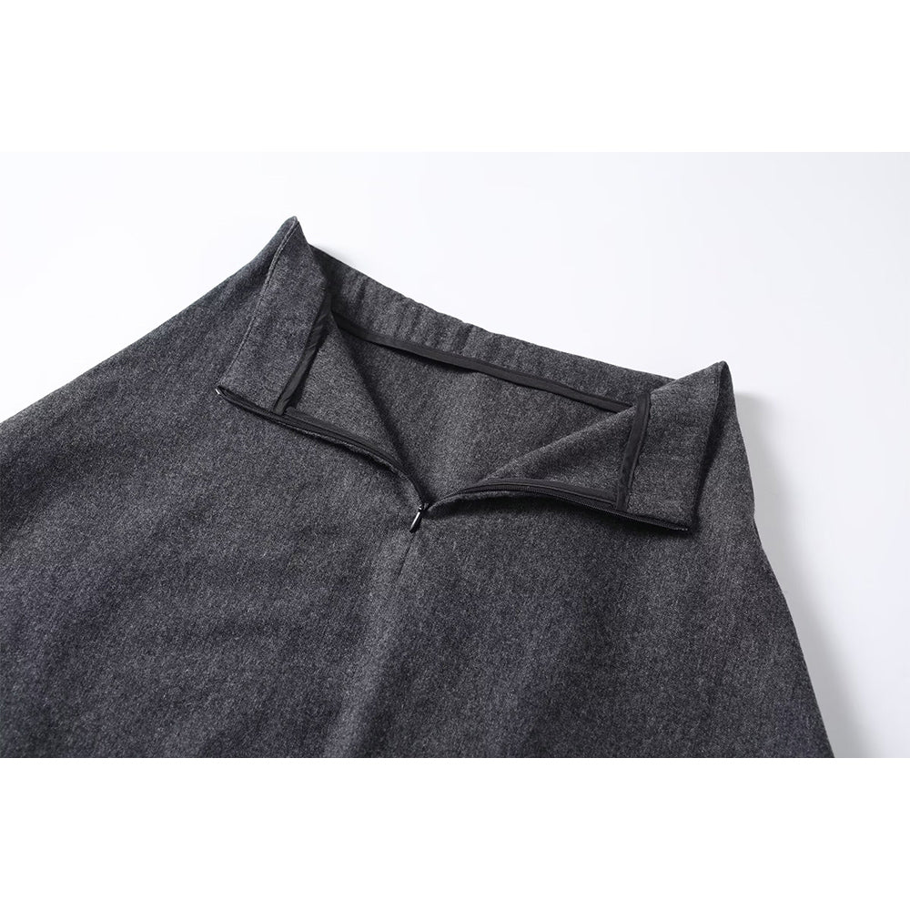 Women's irregular hem wool blend MIDI skirt