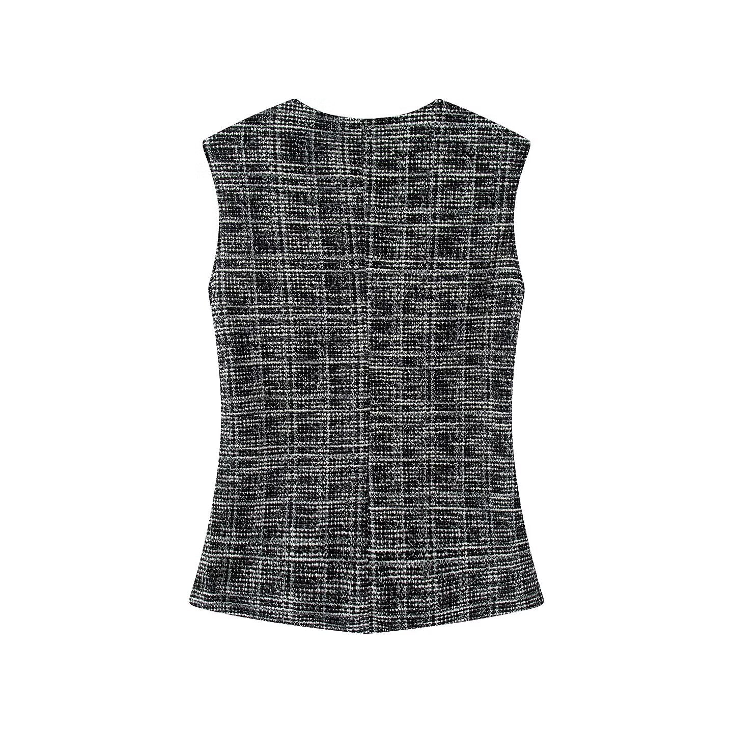 suit Women's 2 pieces button decoration texture vest style top+Flared pants