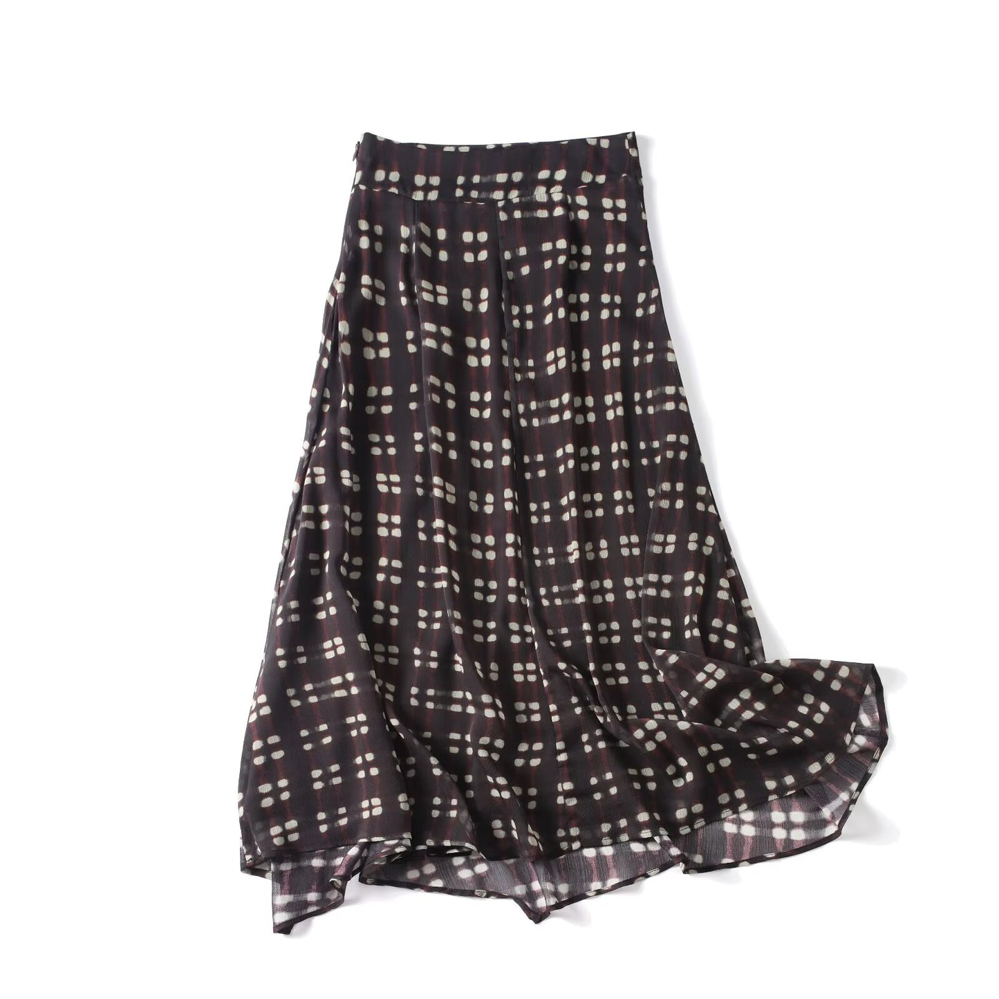 Women's casual retro plaid printed MIDI skirt