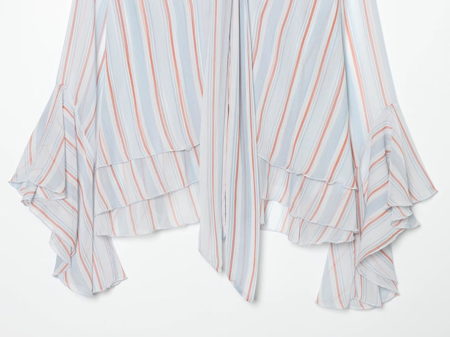 Women's striped ruffle edge ribbon top