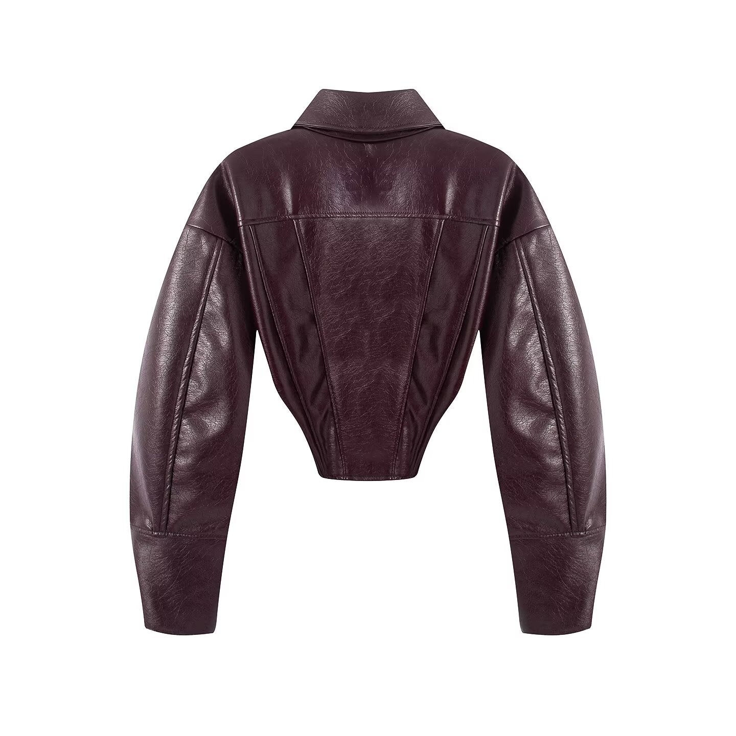 Women's retro short faux leather Coat