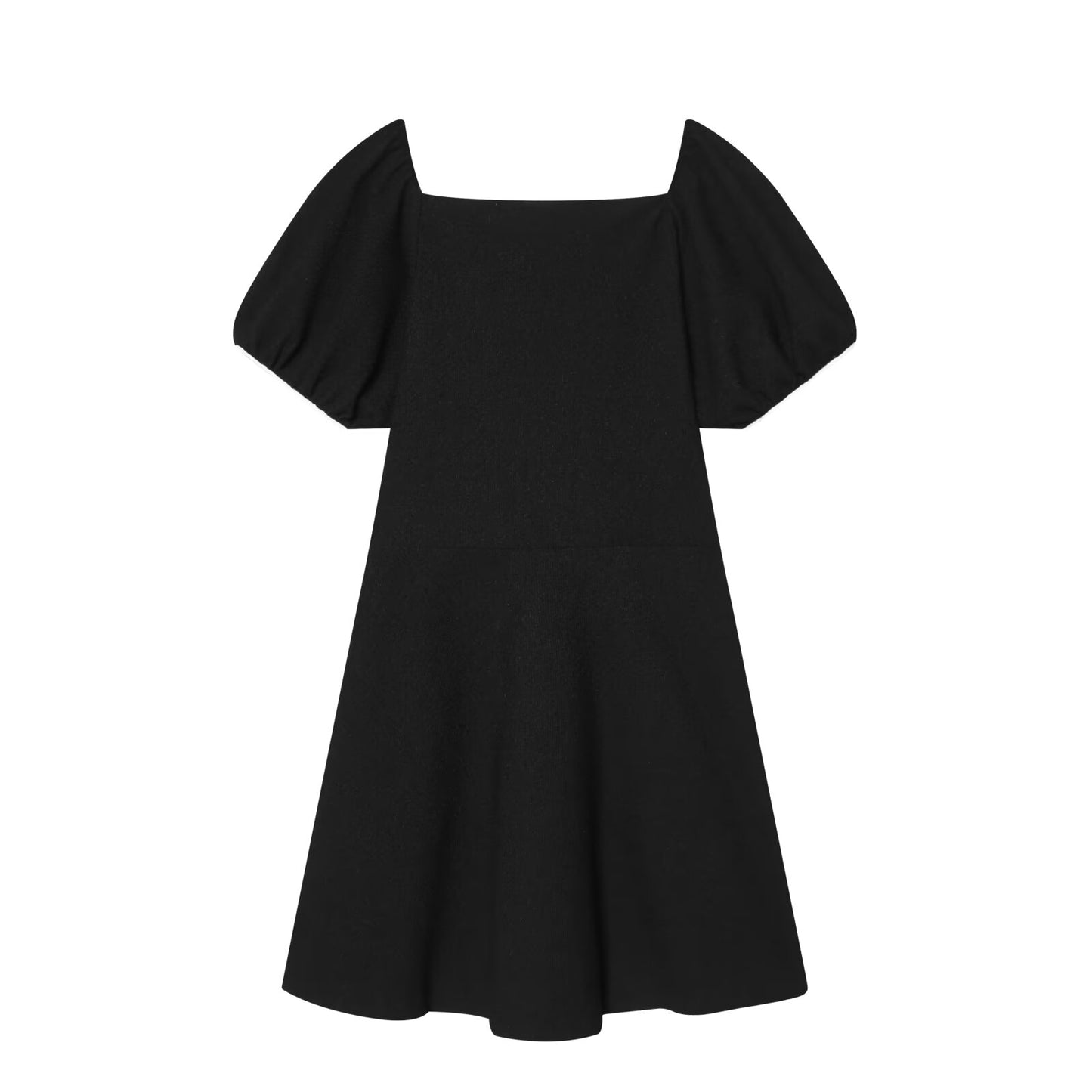 Women's contrasting straight neck bubble sleeve mini dress