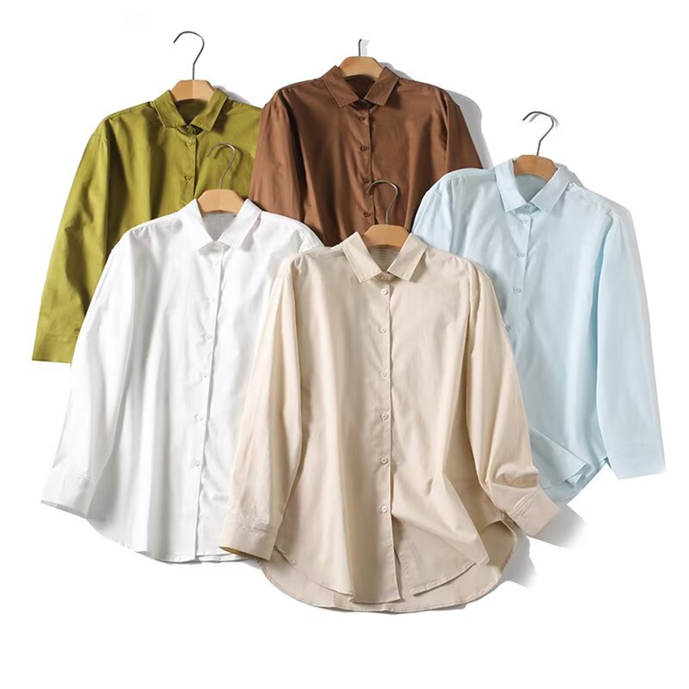 2026 Women's linen blend lapel long sleeved shirt