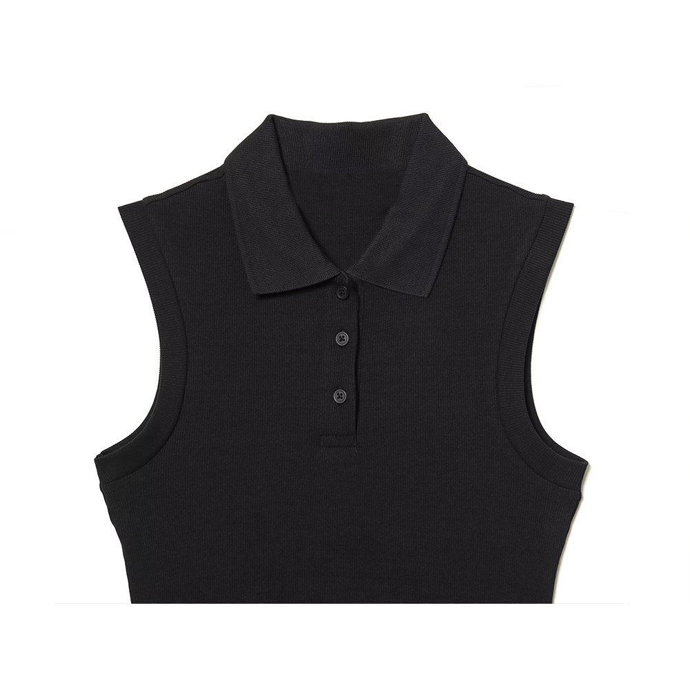 Women's sleeveless Polo collar knit MIDI dress