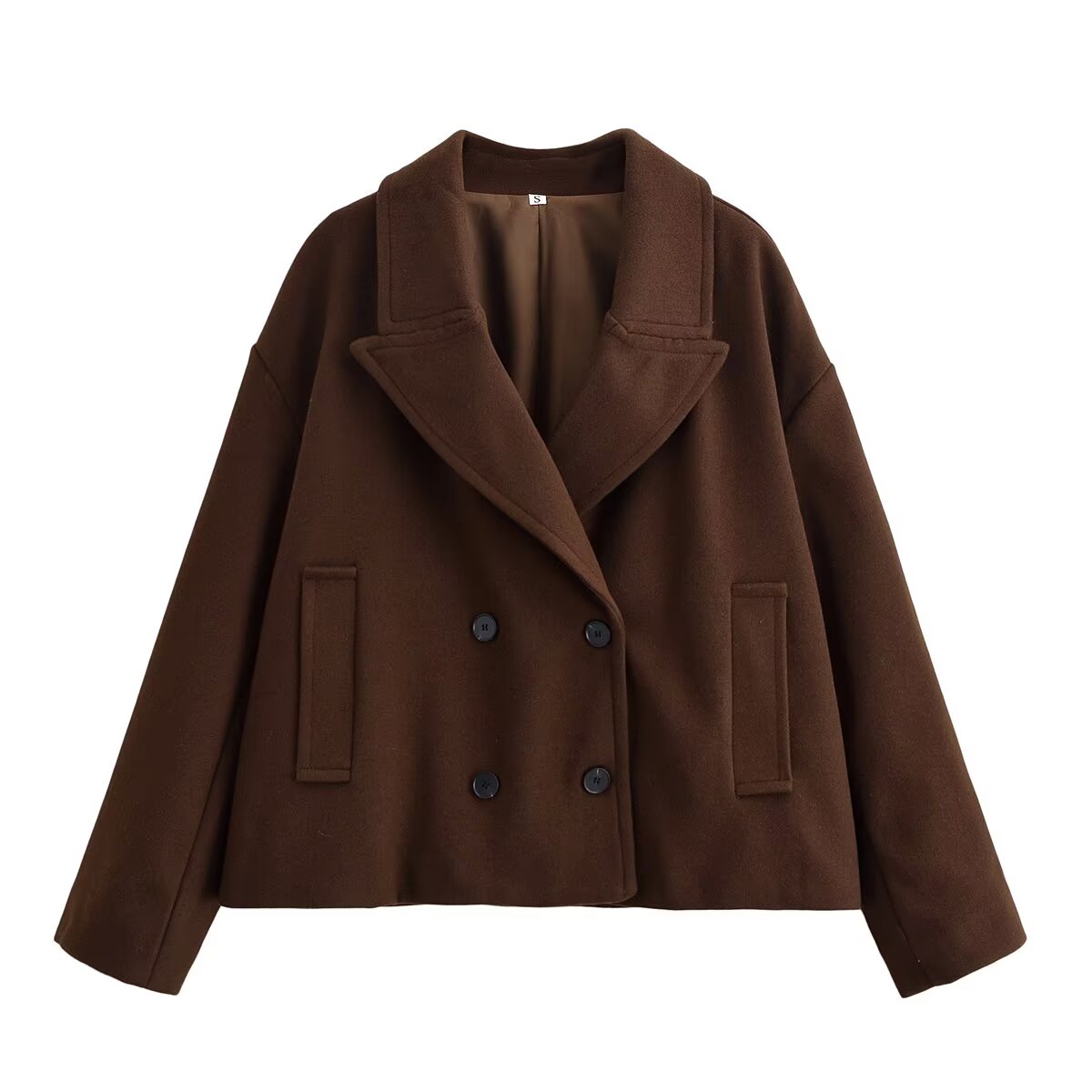 Women's new warm short Double breasted woolen coat