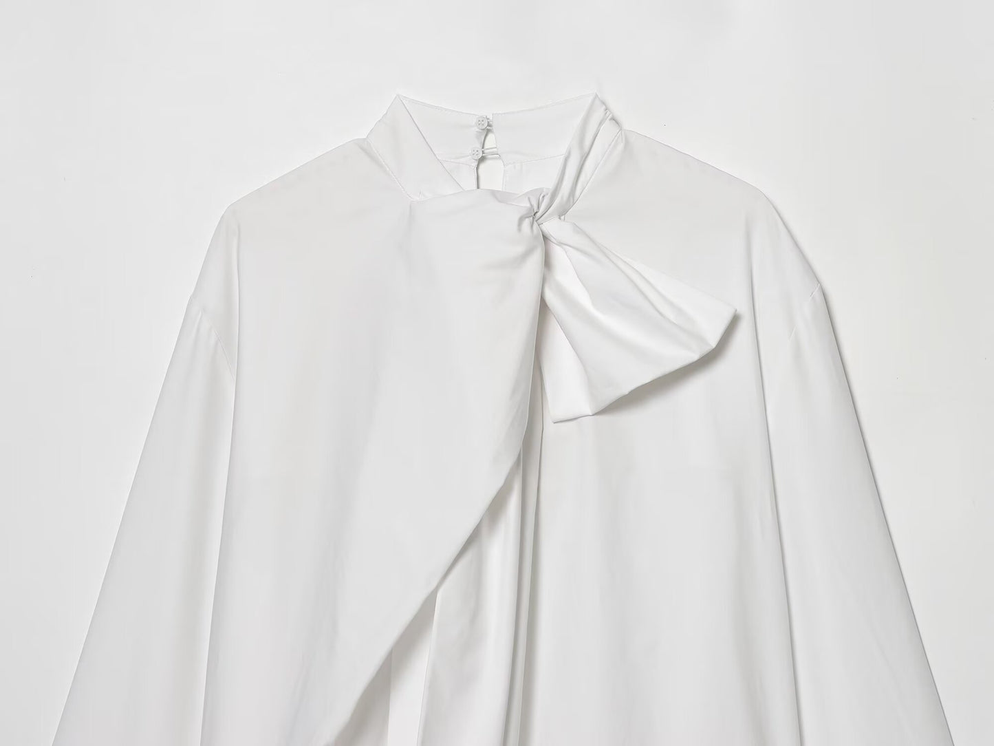 Women's 2026 loose bow decoration poplin shirt